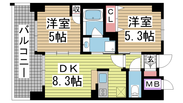 神戸市兵庫区西柳原町(JR山陽本線兵庫駅)のマンション賃貸物件 間取画像