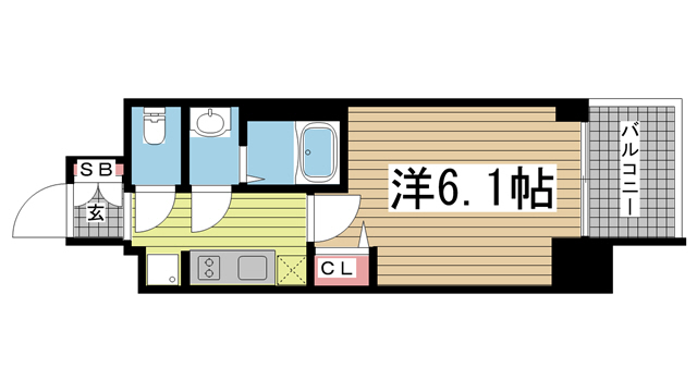 神戸市兵庫区大開通(神戸高速線新開地駅)のマンション賃貸物件 間取画像