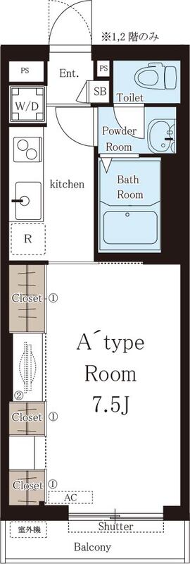 神戸市兵庫区駅南通(JR山陽本線兵庫駅)のマンション賃貸物件 間取画像