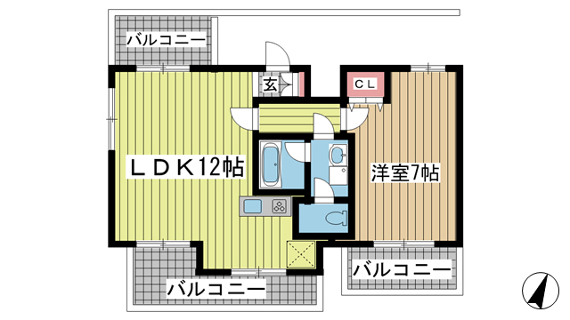 神戸市中央区八雲通(阪急神戸線春日野道駅)のマンション賃貸物件 間取画像
