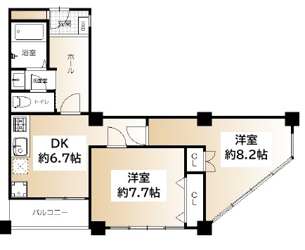 神戸市兵庫区羽坂通(JR山陽本線兵庫駅)のマンション賃貸物件 間取画像