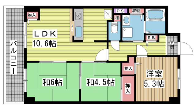 神戸市兵庫区駅南通(JR山陽本線兵庫駅)のマンション賃貸物件 間取画像