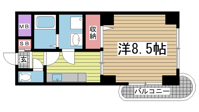 神戸市中央区脇浜町(JR東海道本線(近畿)灘駅)のマンション賃貸物件 間取画像
