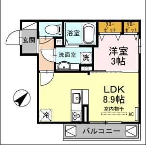 神戸市中央区上筒井通(JR東海道本線(近畿)灘駅)のアパート賃貸物件 間取画像