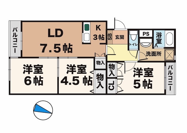 神戸市西区大津和(神戸市営地下鉄線伊川谷駅)のマンション賃貸物件 間取画像