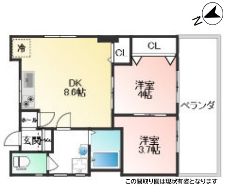 神戸市長田区西山町(神戸電鉄有馬線長田駅)のマンション賃貸物件 間取画像