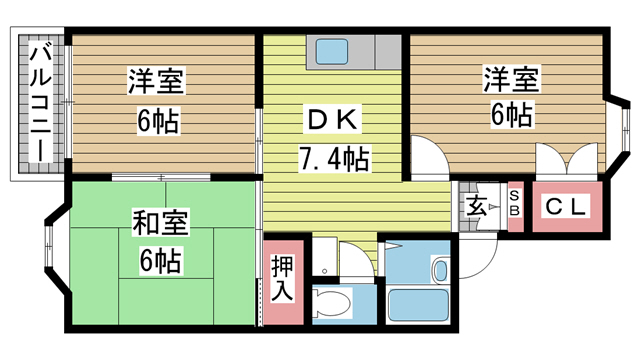 神戸市須磨区東落合(神戸市営地下鉄線名谷駅)のアパート賃貸物件 間取画像