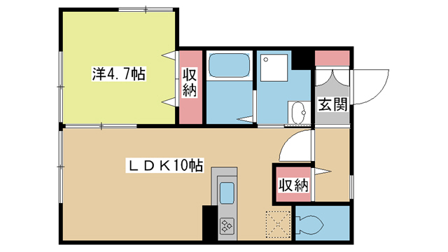 神戸市兵庫区石井町(神戸市営地下鉄線湊川公園駅)のアパート賃貸物件 間取画像