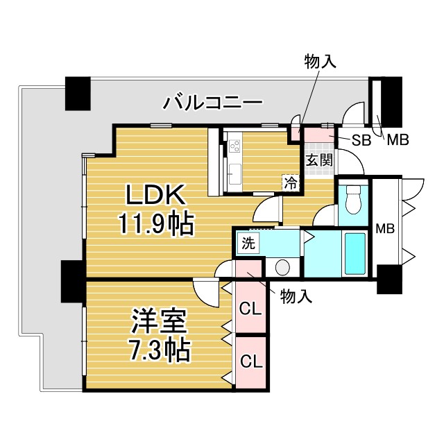 神戸市東灘区向洋町中(六甲アイランド線アイランド北口駅)のマンション賃貸物件 間取画像