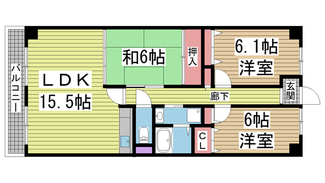 神戸市東灘区岡本(阪急神戸線岡本駅)のマンション賃貸物件 間取画像