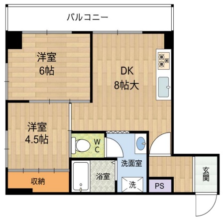 神戸市兵庫区下沢通(神戸電鉄有馬線湊川駅)のマンション賃貸物件 間取画像