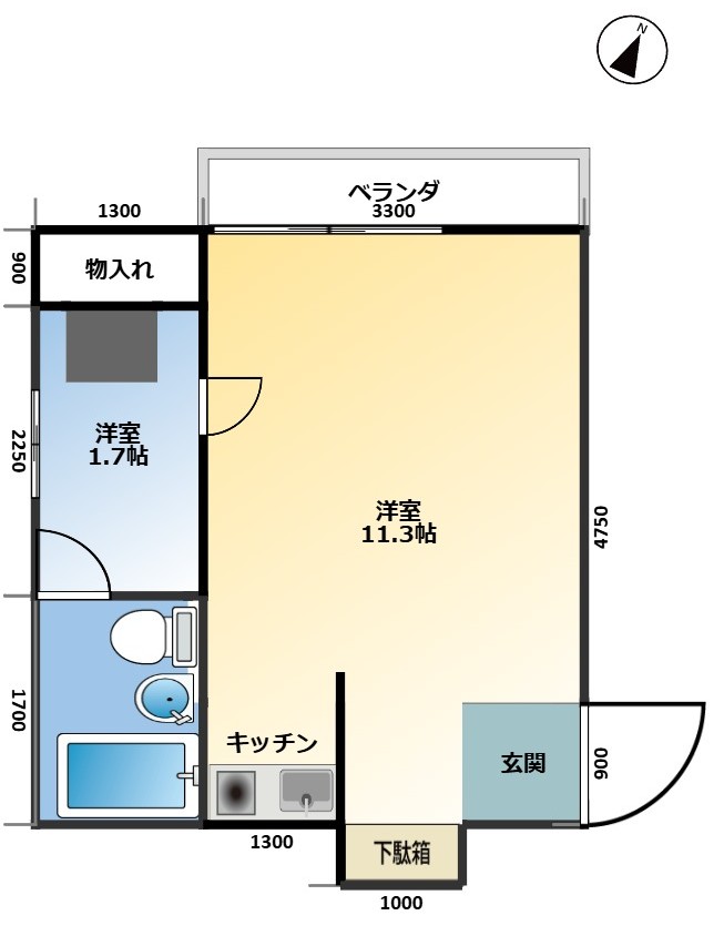 神戸市中央区中山手通(JR東海道本線(近畿)三ノ宮駅)のマンション賃貸物件 間取画像