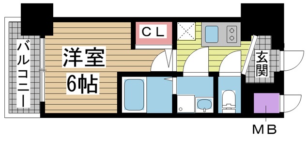 神戸市中央区楠町(JR東海道本線(近畿)神戸駅)のマンション賃貸物件 間取画像