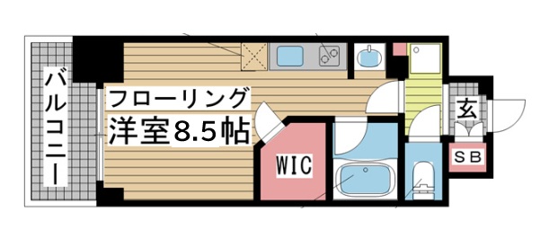 神戸市中央区古湊通(JR東海道本線(近畿)神戸駅)のマンション賃貸物件 間取画像