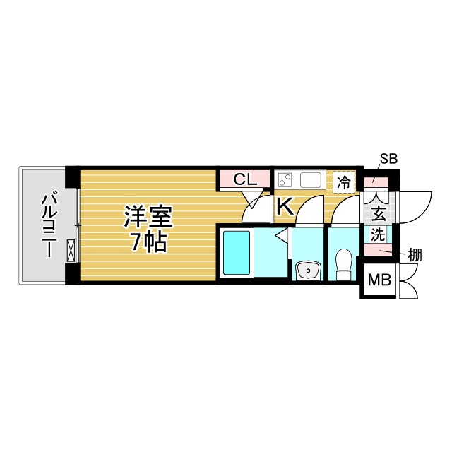 神戸市兵庫区湊町(神戸高速線新開地駅)のマンション賃貸物件 間取画像