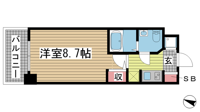 神戸市中央区磯上通(JR東海道本線(近畿)三ノ宮駅)のマンション賃貸物件 間取画像