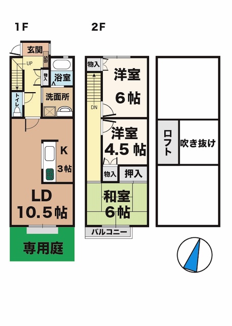 神戸市西区大津和(神戸市営地下鉄線伊川谷駅)のタウンハウス賃貸物件 間取画像