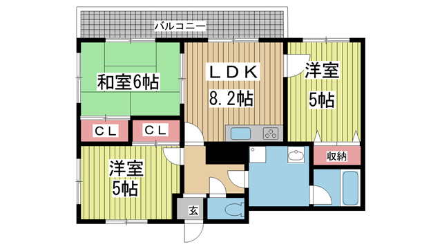 神戸市兵庫区三川口町(JR山陽本線兵庫駅)のマンション賃貸物件 間取画像