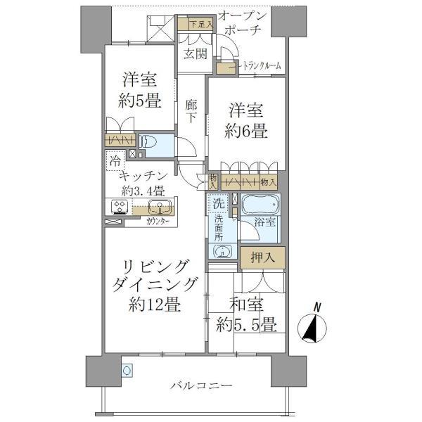 神戸市東灘区向洋町中(六甲アイランド線アイランド北口駅)のマンション賃貸物件 間取画像