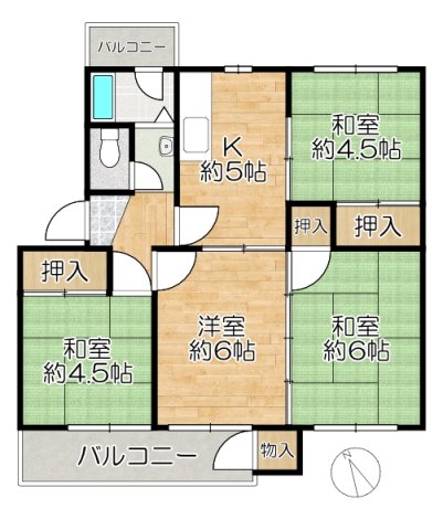 神戸市垂水区狩口台(JR山陽本線朝霧駅)のマンション賃貸物件 間取画像