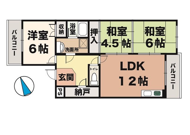 神戸市垂水区福田(JR山陽本線垂水駅)のマンション賃貸物件 間取画像