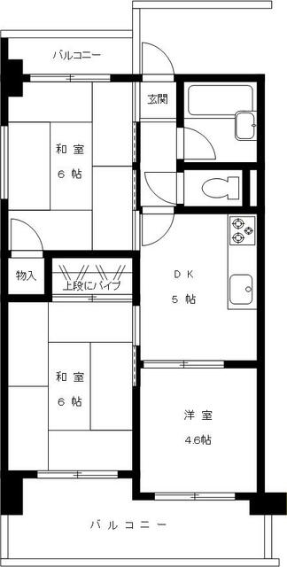 神戸市東灘区青木(阪神本線青木駅)のマンション賃貸物件 間取画像