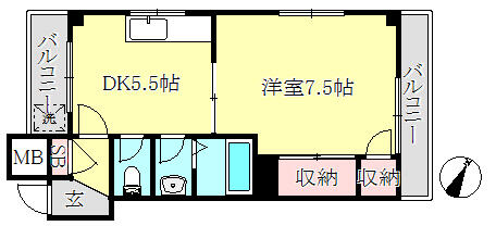 神戸市中央区国香通(阪急神戸線春日野道駅)のマンション賃貸物件 間取画像
