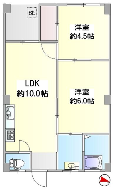 神戸市兵庫区和田宮通(JR和田岬線和田岬駅)のマンション賃貸物件 間取画像
