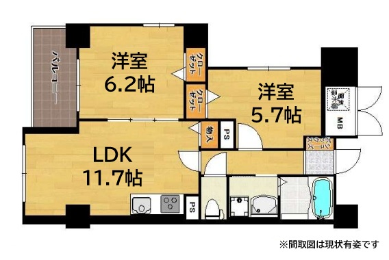 神戸市兵庫区中道通(神戸市営地下鉄線上沢駅)のマンション賃貸物件 間取画像