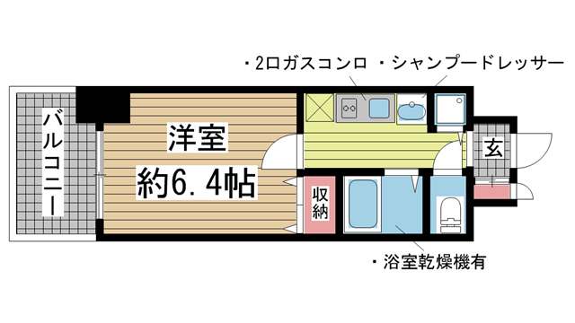 神戸市中央区琴ノ緒町(JR東海道本線(近畿)三ノ宮駅)のマンション賃貸物件 間取画像