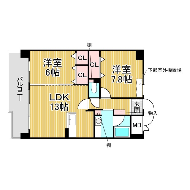 神戸市垂水区川原(JR山陽本線垂水駅)のマンション賃貸物件 間取画像