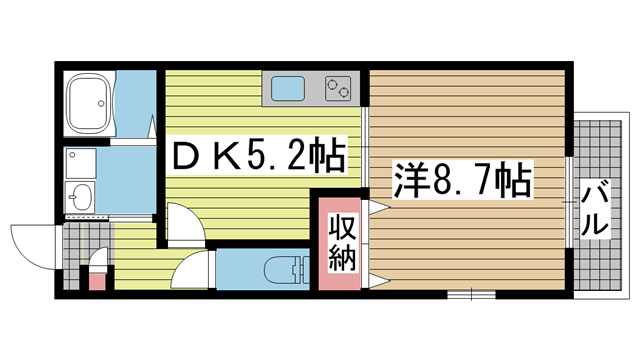 神戸市長田区御屋敷通(神戸高速線西代駅)のアパート賃貸物件 間取画像