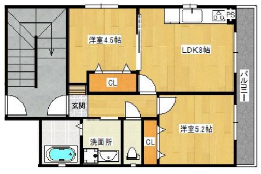 神戸市東灘区魚崎西町(阪神本線魚崎駅)のアパート賃貸物件 間取画像