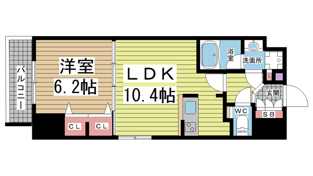 神戸市中央区元町通(JR東海道本線(近畿)元町駅)のマンション賃貸物件 間取画像