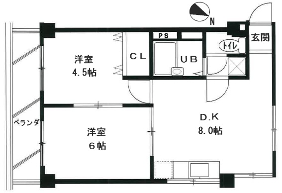神戸市須磨区離宮前町(山陽電鉄線月見山駅)のマンション賃貸物件 間取画像