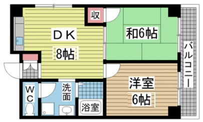 神戸市兵庫区門口町(JR山陽本線兵庫駅)のマンション賃貸物件 間取画像