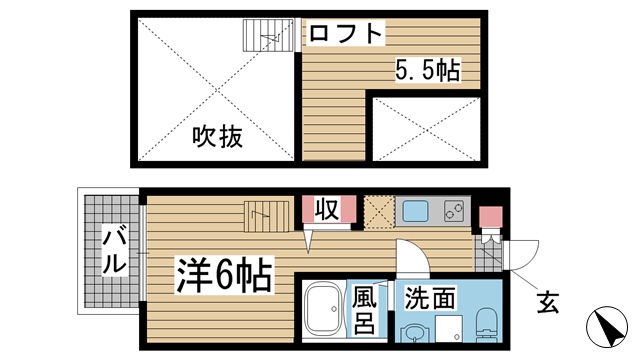 神戸市長田区川西通(JR山陽本線新長田駅)のアパート賃貸物件 間取画像