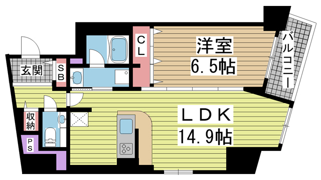 神戸市中央区下山手通(JR東海道本線(近畿)三ノ宮駅)のマンション賃貸物件 間取画像