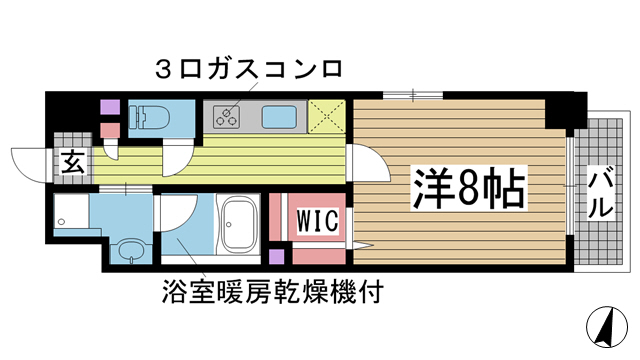 神戸市中央区楠町(JR東海道本線(近畿)神戸駅)のマンション賃貸物件 間取画像