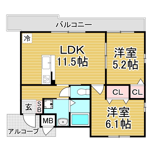 神戸市垂水区五色山(JR山陽本線垂水駅)のアパート賃貸物件 間取画像