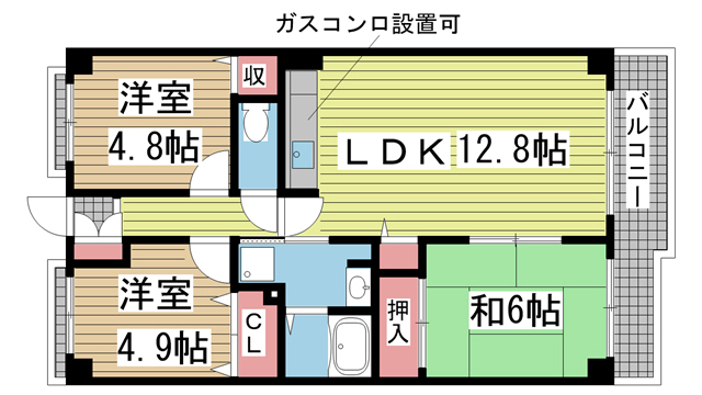 神戸市兵庫区駅南通(JR山陽本線兵庫駅)のマンション賃貸物件 間取画像