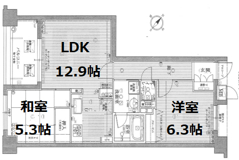 神戸市中央区中山手通(JR東海道本線(近畿)元町駅)のマンション賃貸物件 間取画像