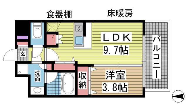 神戸市灘区琵琶町(JR東海道本線(近畿)六甲道駅)のマンション賃貸物件 間取画像