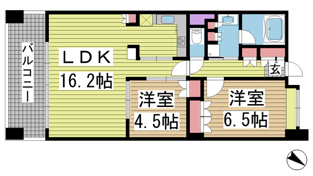 神戸市中央区磯辺通(JR東海道本線(近畿)三ノ宮駅)のマンション賃貸物件 間取画像