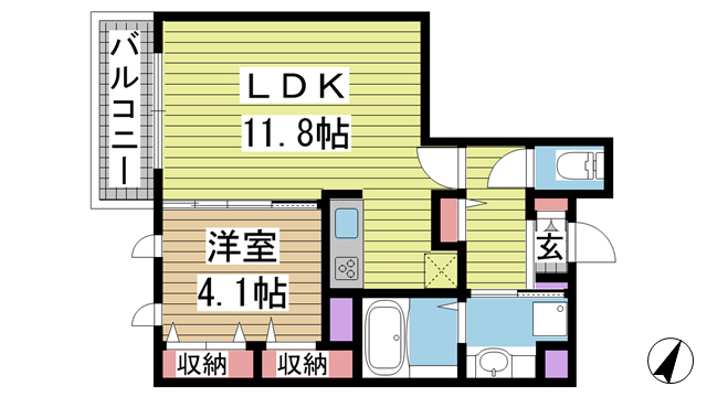 神戸市灘区畑原通(阪急神戸線王子公園駅)のアパート賃貸物件 間取画像