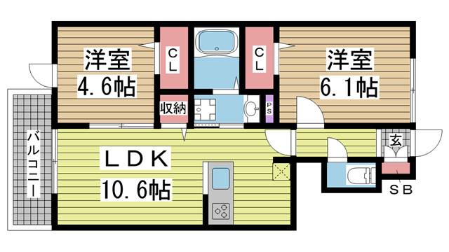 神戸市北区鈴蘭台北町(神戸電鉄粟生線鈴蘭台駅)のアパート賃貸物件 間取画像