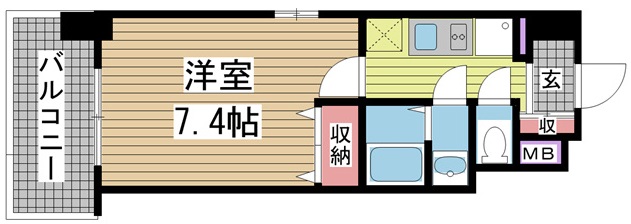 神戸市中央区御幸通(JR東海道本線(近畿)三ノ宮駅)のマンション賃貸物件 間取画像