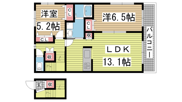 神戸市長田区蓮宮通(神戸高速線高速長田駅)のマンション賃貸物件 間取画像