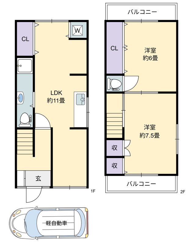 神戸市長田区海運町(JR山陽本線鷹取駅)の貸家賃貸物件 間取画像
