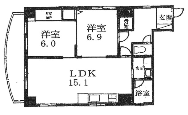 神戸市兵庫区上沢通(神戸市営地下鉄線上沢駅)のマンション賃貸物件 間取画像